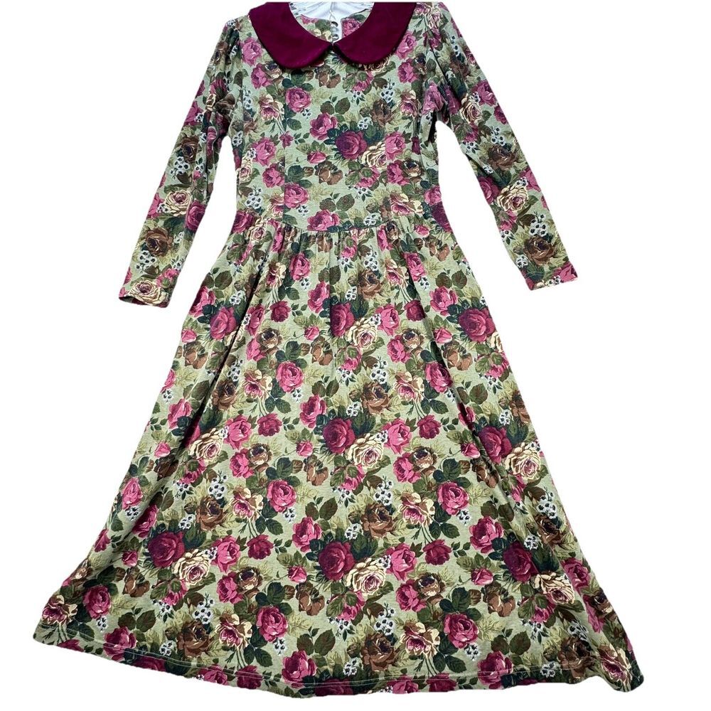 Vintage 80s‎ LANZ Originals Floral Cottagecore Prairie MIDI Dress Size Medium